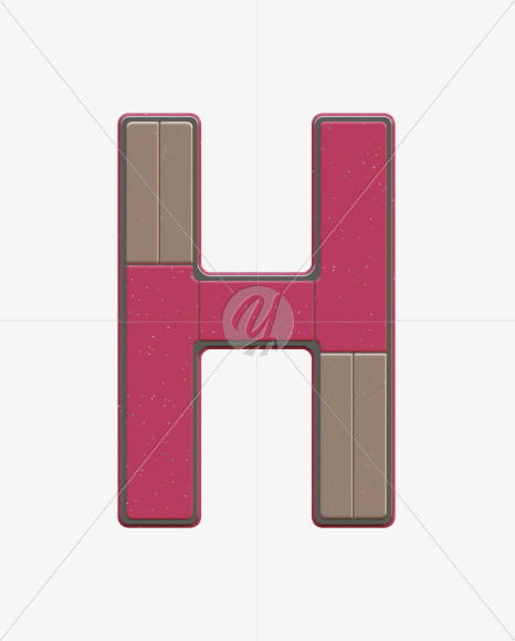 Letter H from Abstract Plastic Sign 3D Alphabet - View 1 on Yellow Images Creative Fonts - S75591