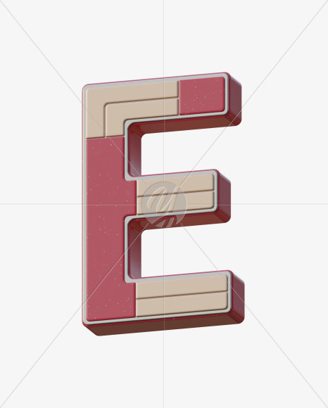 Letter E from Abstract Plastic Sign 3D Alphabet - View 5 on Yellow Images Creative Fonts - S75630