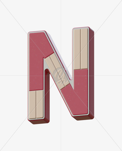 Letter N from Abstract Plastic Sign 3D Alphabet - View 5 on Yellow Images Creative Fonts - S75639