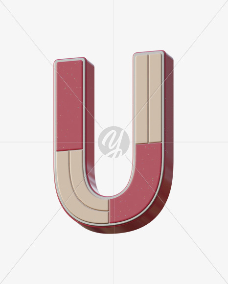 Letter U from Abstract Plastic Sign 3D Alphabet - View 5 on Yellow Images Creative Fonts - S75646