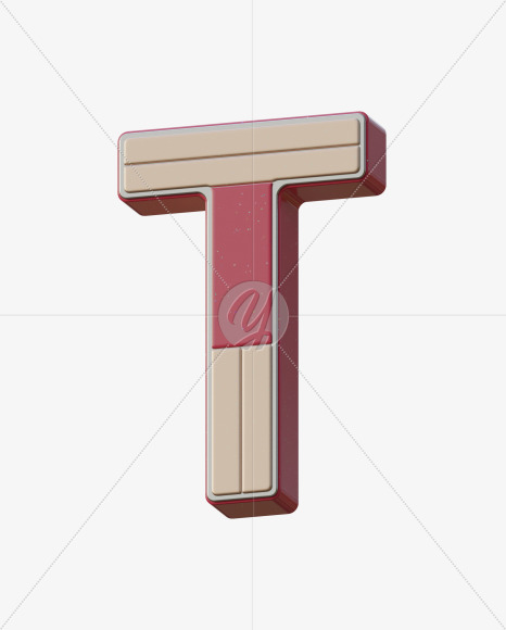 Letter T from Abstract Plastic Sign 3D Alphabet - View 5 on Yellow Images Creative Fonts - S75645