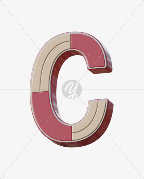 Letter C from Abstract Plastic Sign 3D Alphabet - View 5 on Yellow Images Creative Fonts - S75628