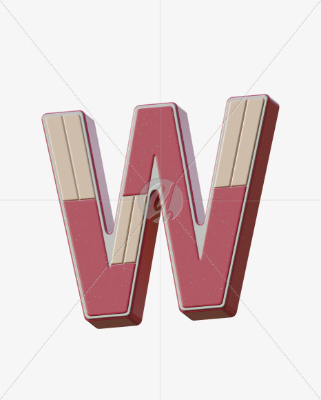 Letter W from Abstract Plastic Sign 3D Alphabet - View 5 on Yellow Images Creative Fonts - S75648