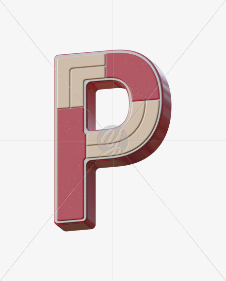 Letter P from Abstract Plastic Sign 3D Alphabet - View 5 on Yellow Images Creative Fonts - S75641