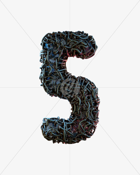 5 from Alien Technology 3D Alphabet - View 1 on Yellow Images Creative Fonts - S75698