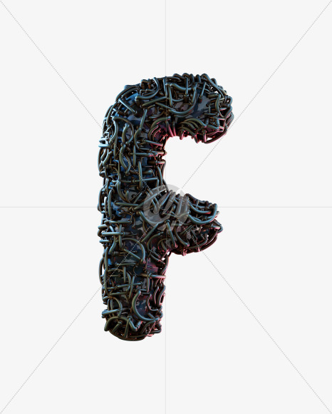 Letter F from Alien Technology 3D Alphabet - View 1 on Yellow Images Creative Fonts - S75673