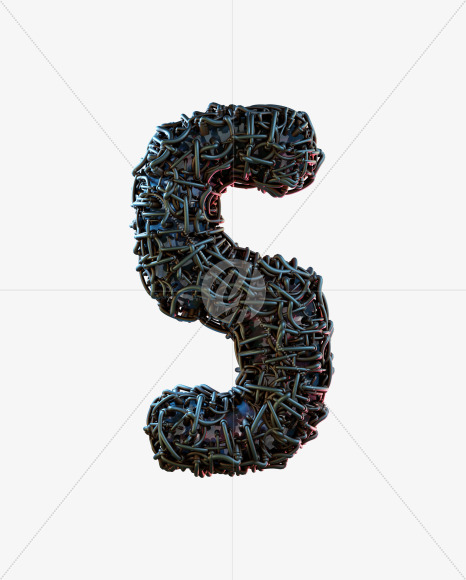 Letter S from Alien Technology 3D Alphabet - View 1 on Yellow Images Creative Fonts - S75686