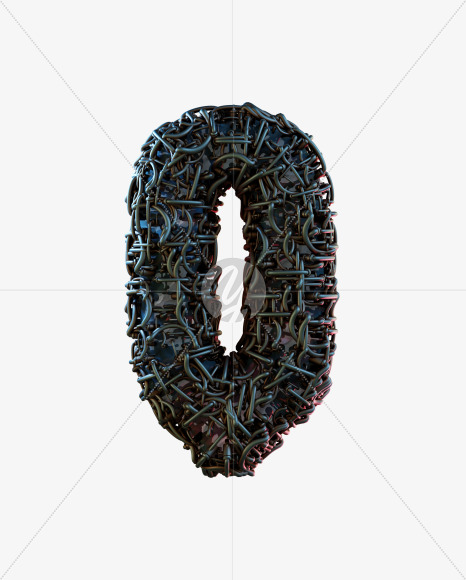 Letter Q from Alien Technology 3D Alphabet - View 1 on Yellow Images Creative Fonts - S75684