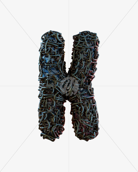 Letter K from Alien Technology 3D Alphabet - View 1 on Yellow Images Creative Fonts - S75678