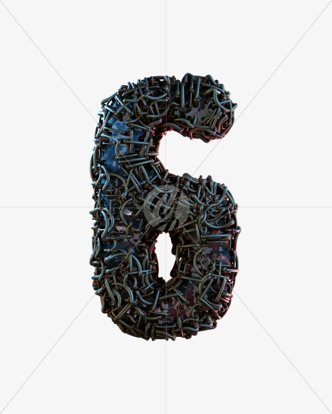 6 from Alien Technology 3D Alphabet - View 1 on Yellow Images Creative Fonts - S75699