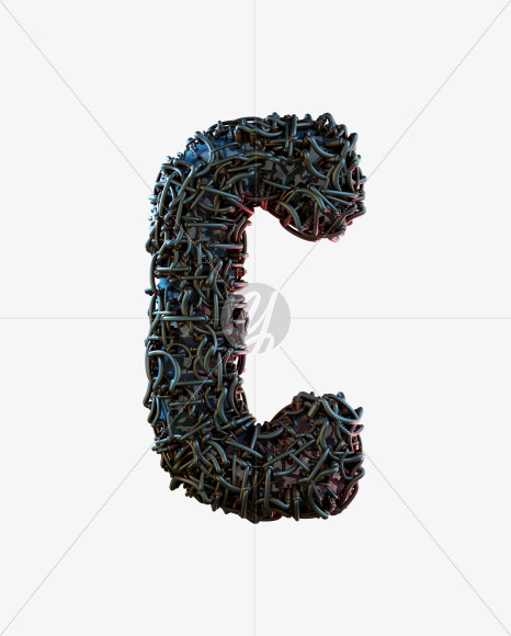 Letter C from Alien Technology 3D Alphabet - View 1 on Yellow Images Creative Fonts - S75670