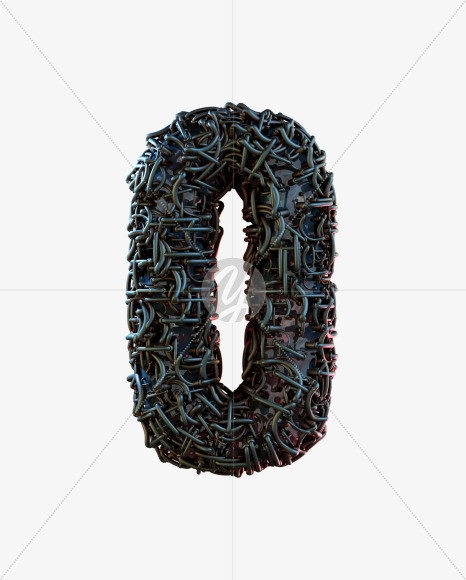 0 from Alien Technology 3D Alphabet - View 1 on Yellow Images Creative Fonts - S75703