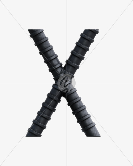 Letter X from Armature Alphabet - View 1 on Yellow Images Creative Fonts - S77617