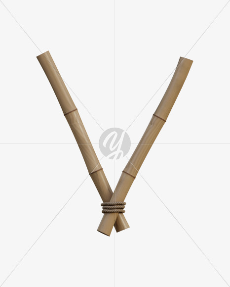 Letter V from Bamboo Alphabet - View 1 on Yellow Images Creative Fonts - S77699