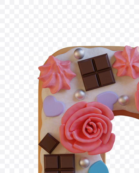 Letter D from Birthday Cake Alphabet - View 1 on Yellow Images Creative Fonts - S78317