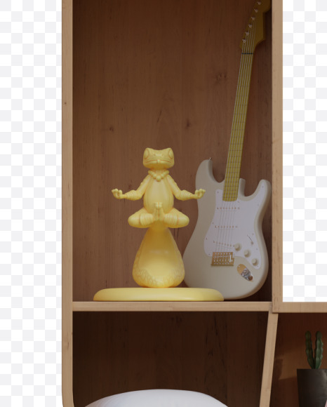 Letter Q from Cabinet Shelves Alphabet on Yellow Images Creative Fonts - S78910