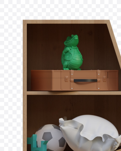 Letter N from Cabinet Shelves Alphabet on Yellow Images Creative Fonts - S78907