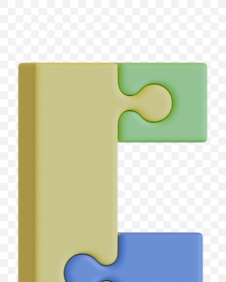 Letter E from Color Puzzle Alphabet on Yellow Images Creative Fonts - S80910