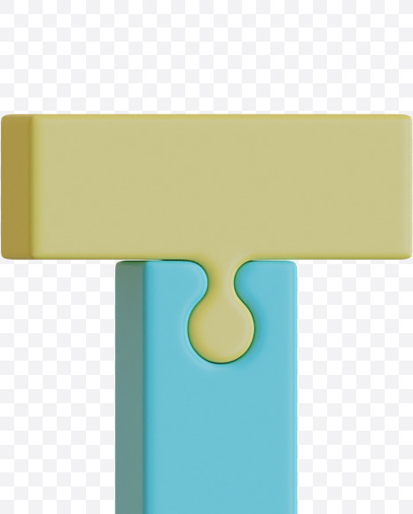 Letter T from Color Puzzle Alphabet on Yellow Images Creative Fonts - S80925