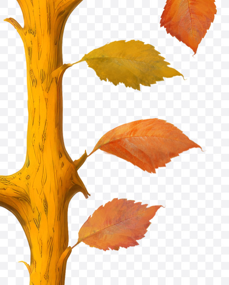 4 from Stylized autumn leaf alphabet on Yellow Images Creative Fonts - S80985