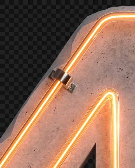 4 from Concrete neon light alphabet on Yellow Images Creative Fonts - S81036