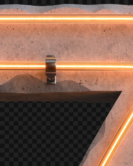 7 from Concrete neon light alphabet on Yellow Images Creative Fonts - S81039