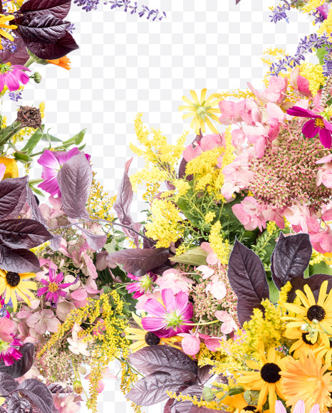 Letter R from Wild Flowers Alphabet on Yellow Images Creative Fonts - S81359