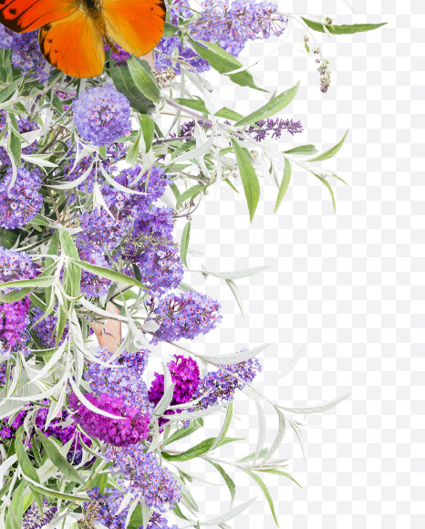 Letter J from Buddleia flowers alphabet on Yellow Images Creative Fonts - S81388