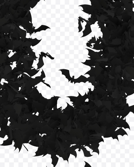Halloween Typeface made out of bats the character U from Halloween Bat Typeface on Yellow Images Creative Fonts - S81459