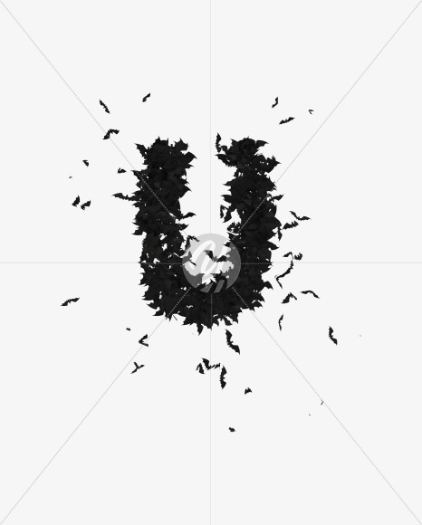 Halloween Typeface made out of bats the character U