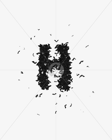 Halloween Typeface made out of bats the character H