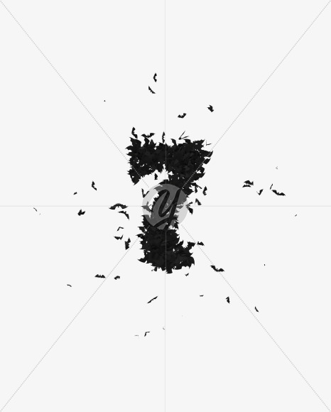 Halloween Typeface made out of bats the character 7
