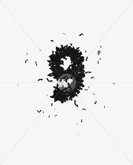 Halloween Typeface made out of bats the character 9