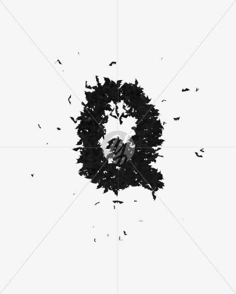 Halloween Typeface made out of bats the character Q