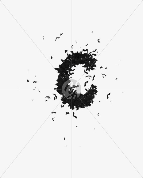 Halloween Typeface made out of bats the character C
