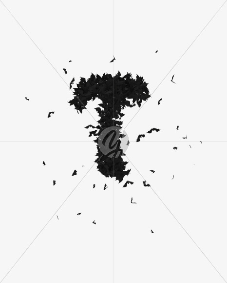 Halloween Typeface made out of bats the character T