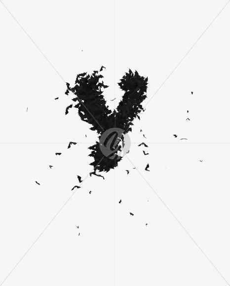 Halloween Typeface made out of bats the character Y