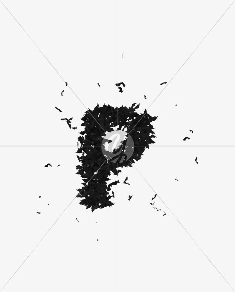 Halloween Typeface made out of bats the character P