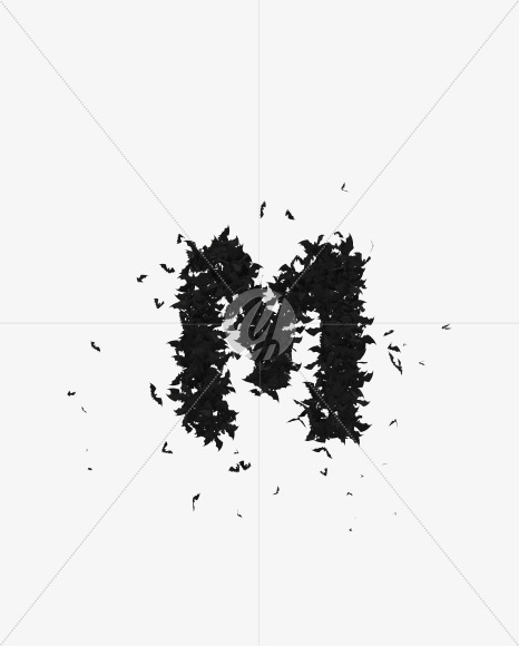 Halloween Typeface made out of bats the character M