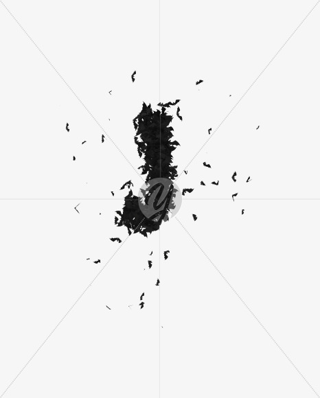Halloween Typeface made out of bats the character J