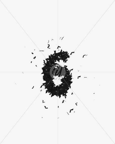 Halloween Typeface made out of bats the character 6
