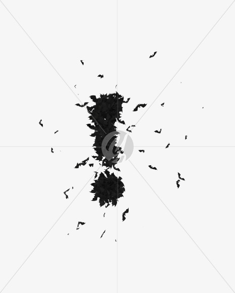 Halloween Typeface made out of bats the character Exclamation point