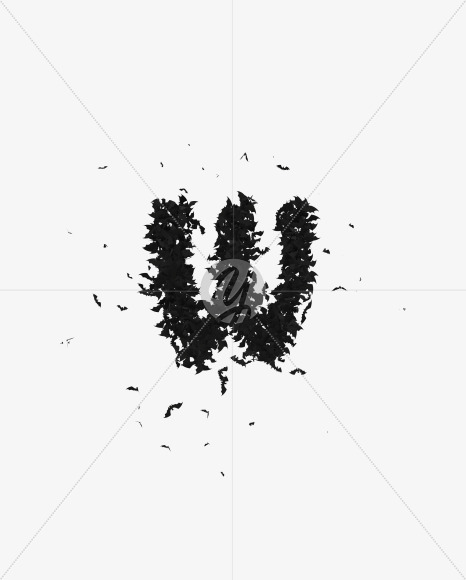 Halloween Typeface made out of bats the character W