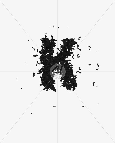 Halloween Typeface made out of bats the character K