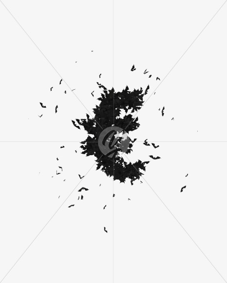Halloween Typeface made out of bats the character Euro