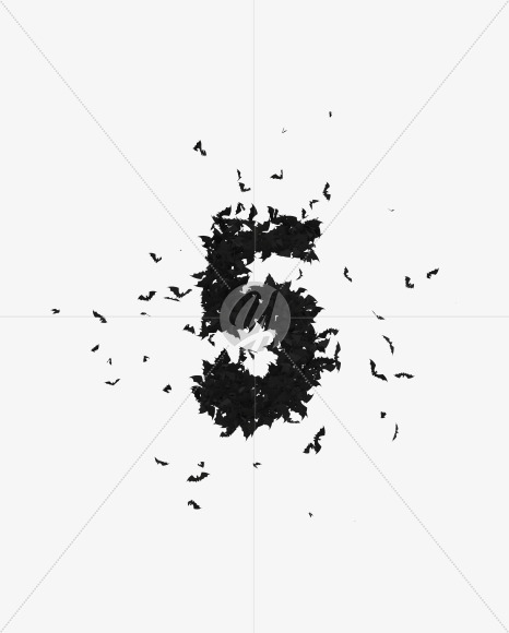 Halloween Typeface made out of bats the character 5