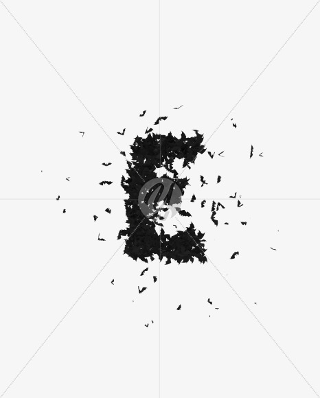Halloween Typeface made out of bats the character E