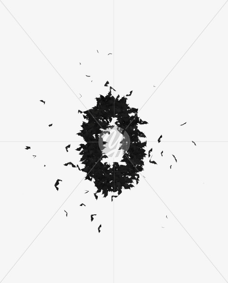 Halloween Typeface made out of bats the character 0