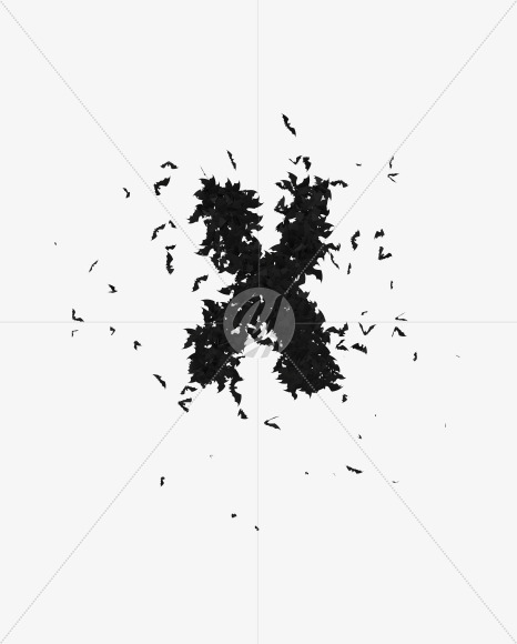 Halloween Typeface made out of bats the character X