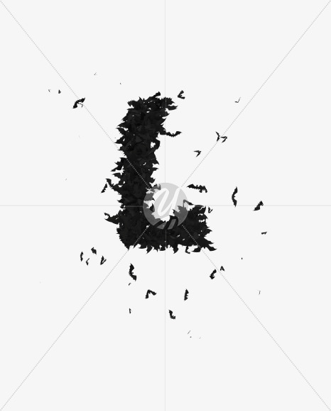 Halloween Typeface made out of bats the character L